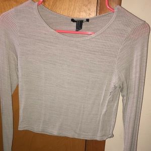 FOREVER 21 Light Brown Long Sleeve Crop Top